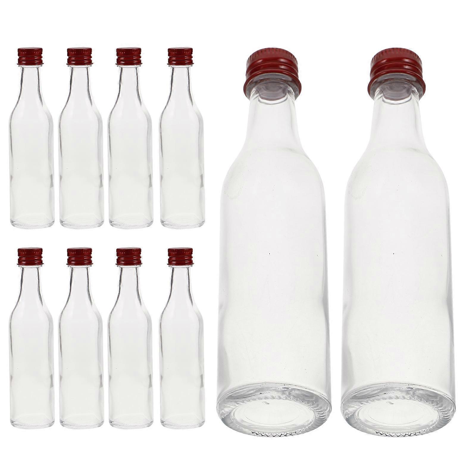 Clear Mini Bottles Glass Containers for Liquids 10Pcs Set