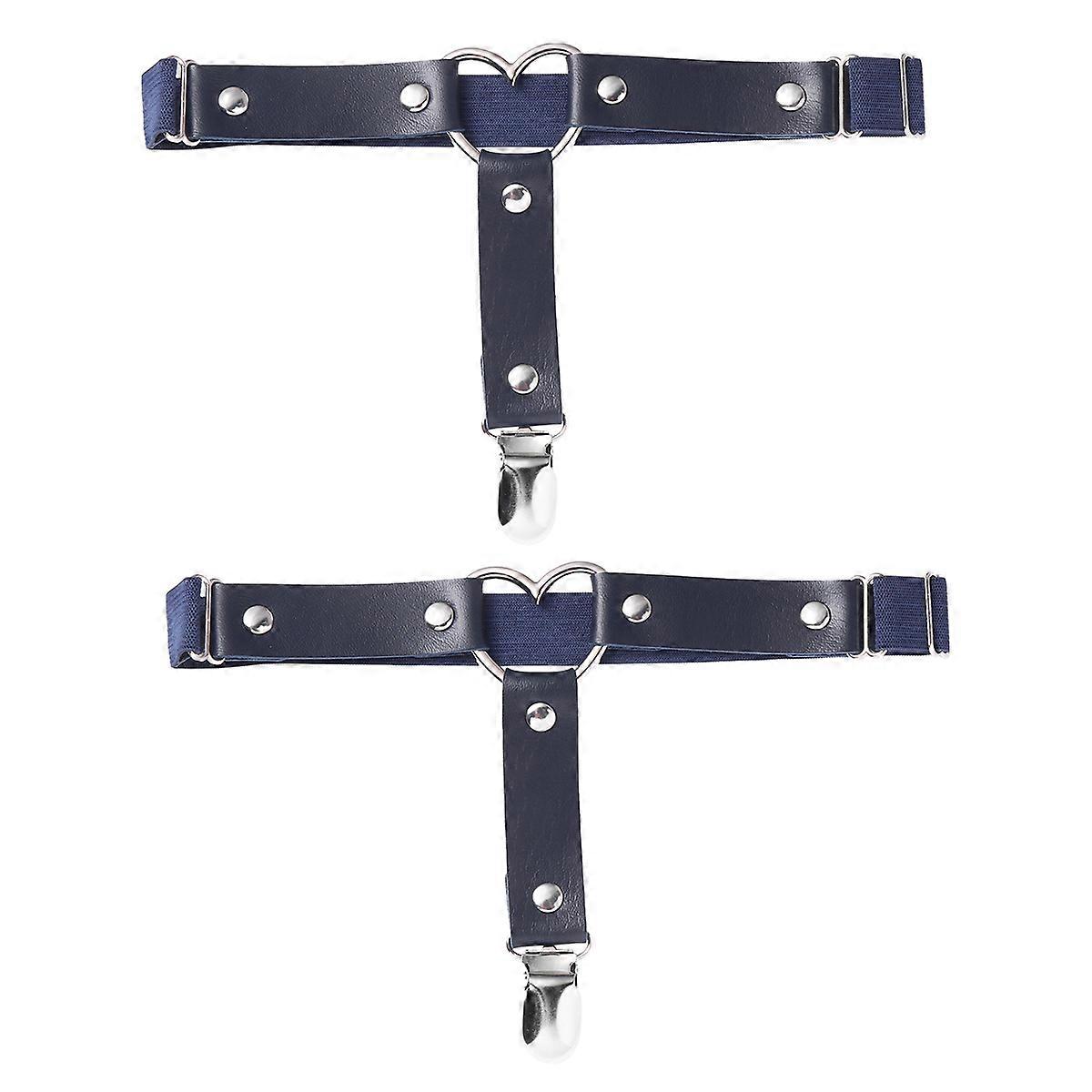 Grunge Accessories Dark Blue Heart Shape PU Adjustable 2Pcs For Bind Games