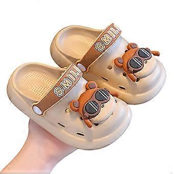 AWZXDE Sommer-Clog-Sandalen für Kleinkinder, geschlossene Zehenpartie, leichte Strandschuhe für drinnen und draußen – Khaki, 4–5 Jahre, kompatibel mit Kindern