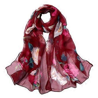 Weinroter, seidenweicher Schal für Damen, Rosenmuster, leicht und angenehm zu tragen – passt zu allen Outfits