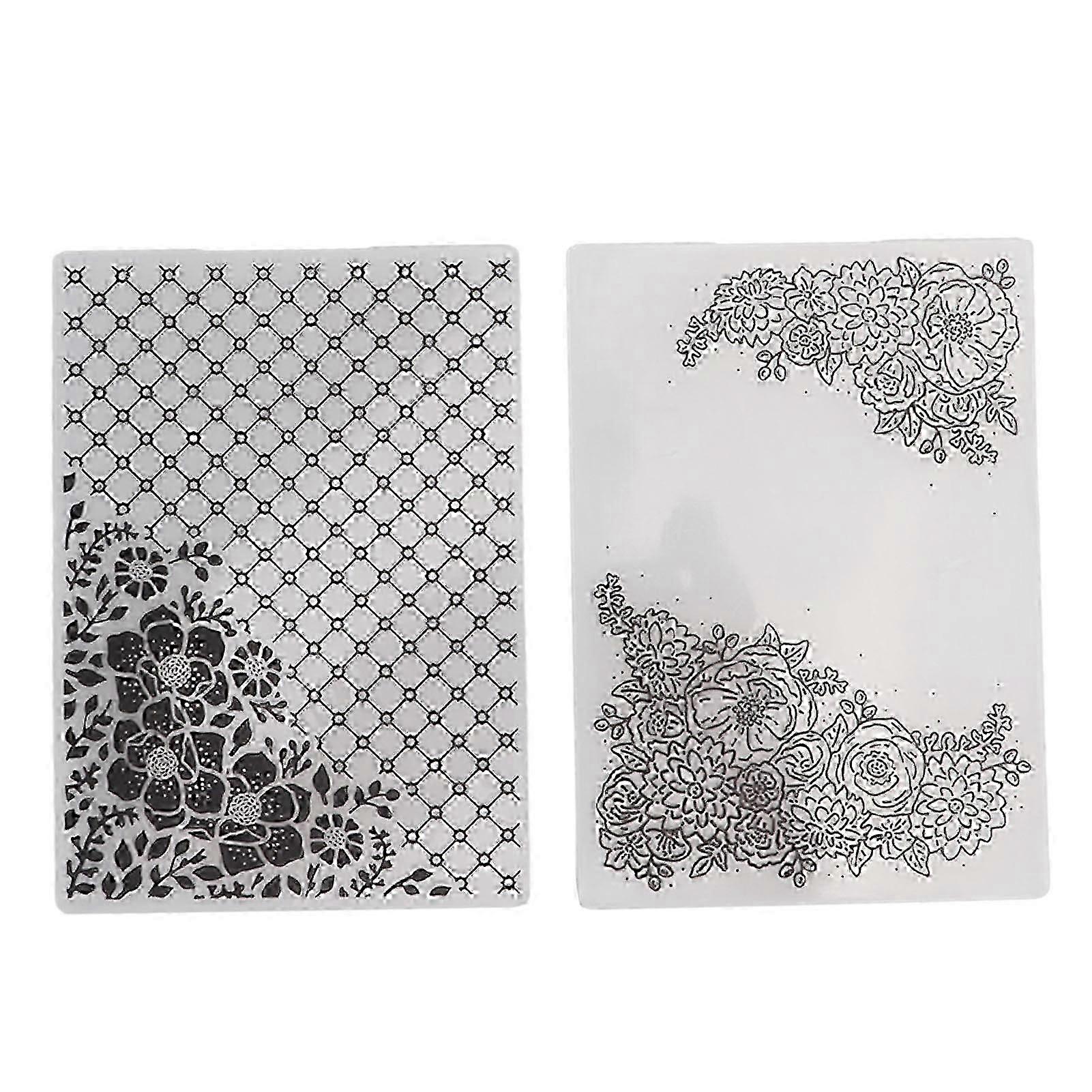 2Pcs Plastic Embossing Folder DIY Craft Template Molds for Cards