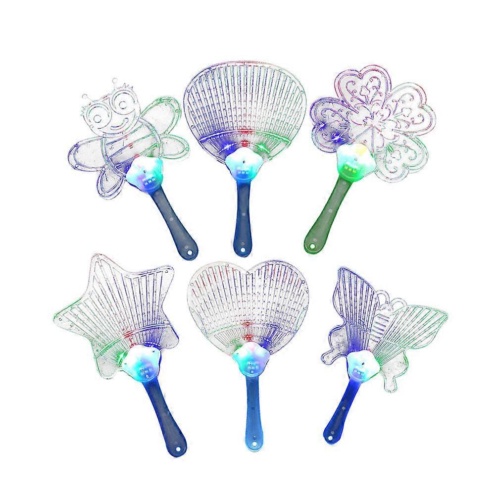 LED Flashing Hand Fan Performance Use Function with 8Pcs Transparent