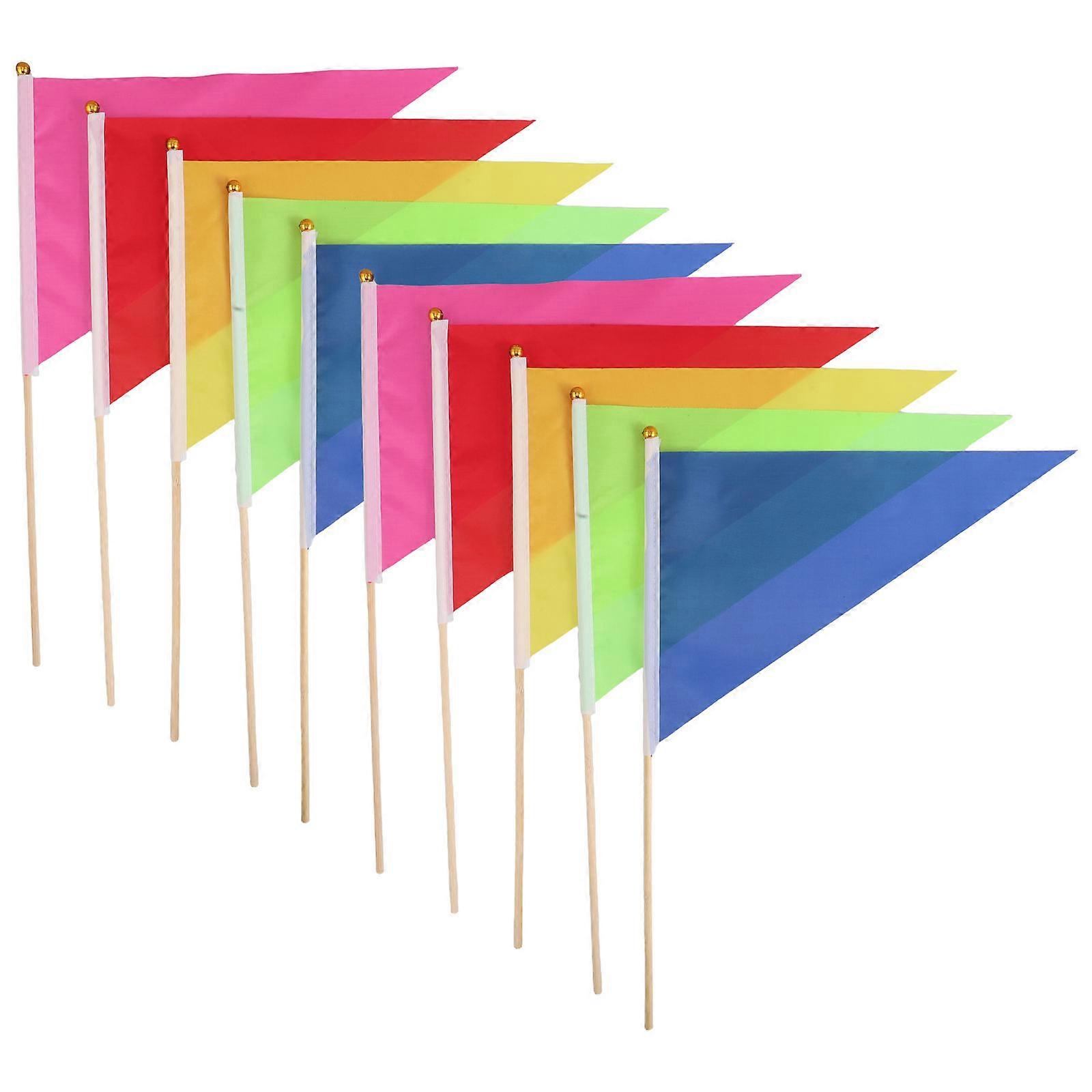Bandera triangular de bambú de mano para celebraciones (10 unidades)