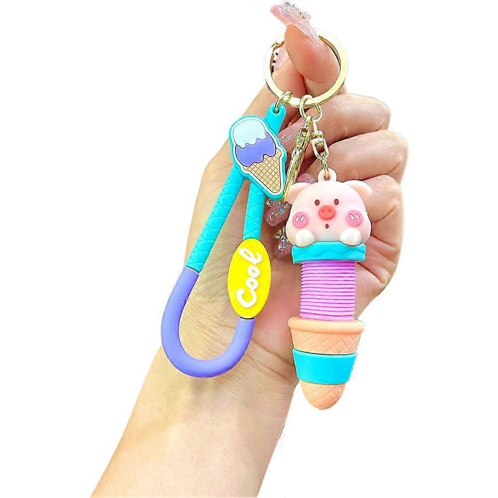 Retractable Animal Keychain - Soft Silicone Pull String - For Bag
