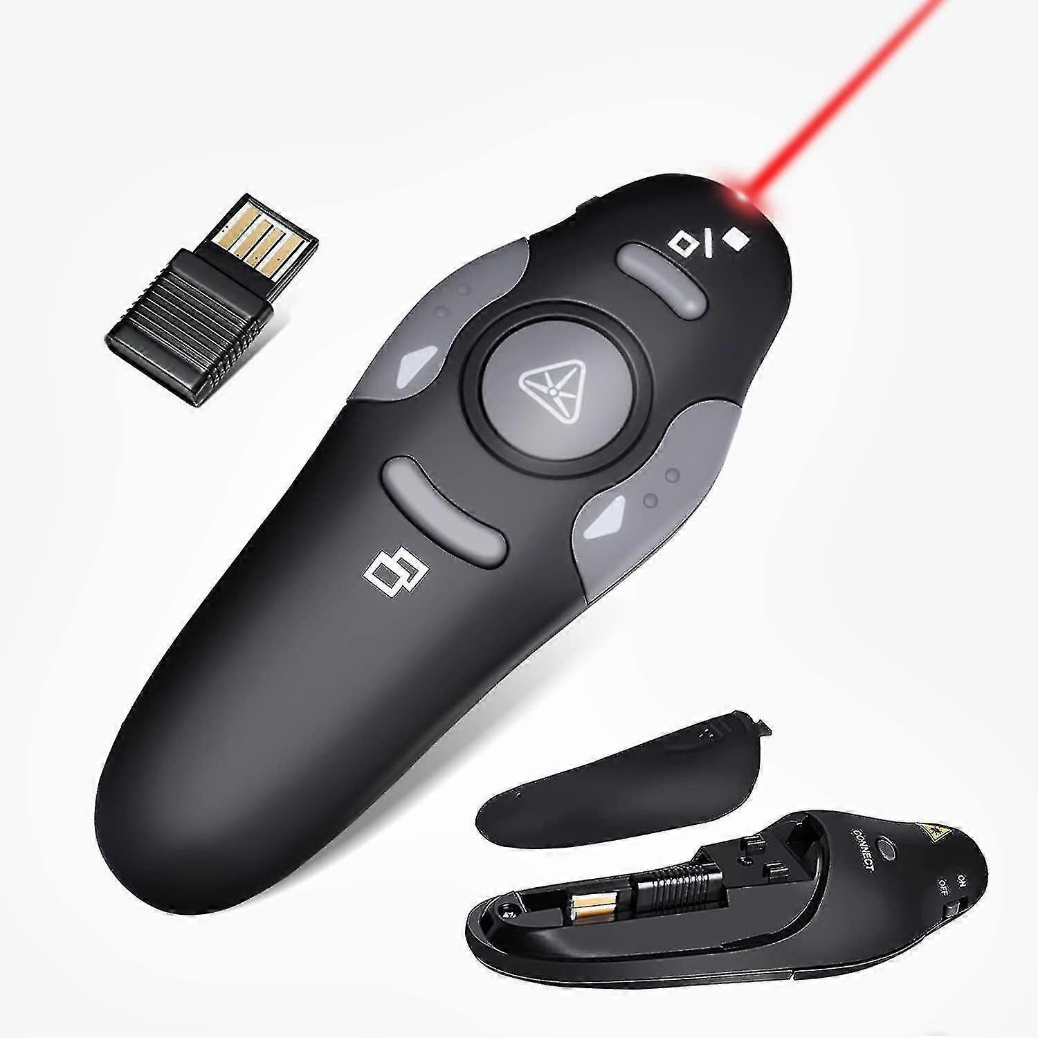 Wireless Presentation Clicker with USB Dongle and Laser Pointer, 100ft Range for PowerPoint, Keynote, Google Slides
