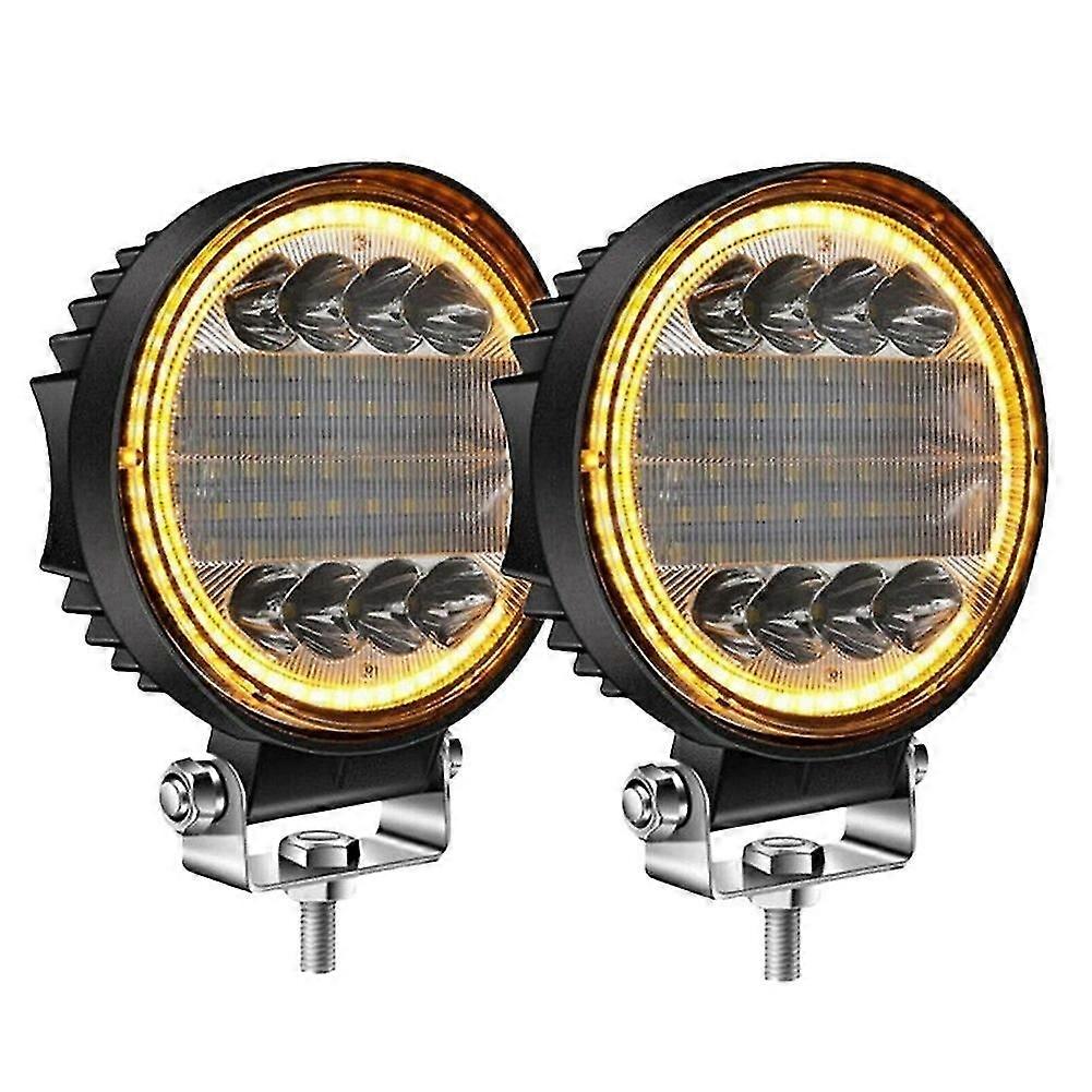 2x 4 Polegadas 200w Led Trabalho Luz Combo Off Road Condução Âmbar Neblina Lâmpada