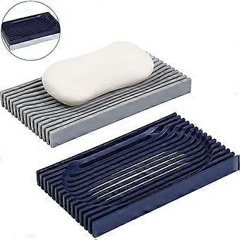 Bath Soap Dish, Self Draining Bath Soap Rack, Elegant Modern Bathroom Soap Dispenser (2 Pieces)