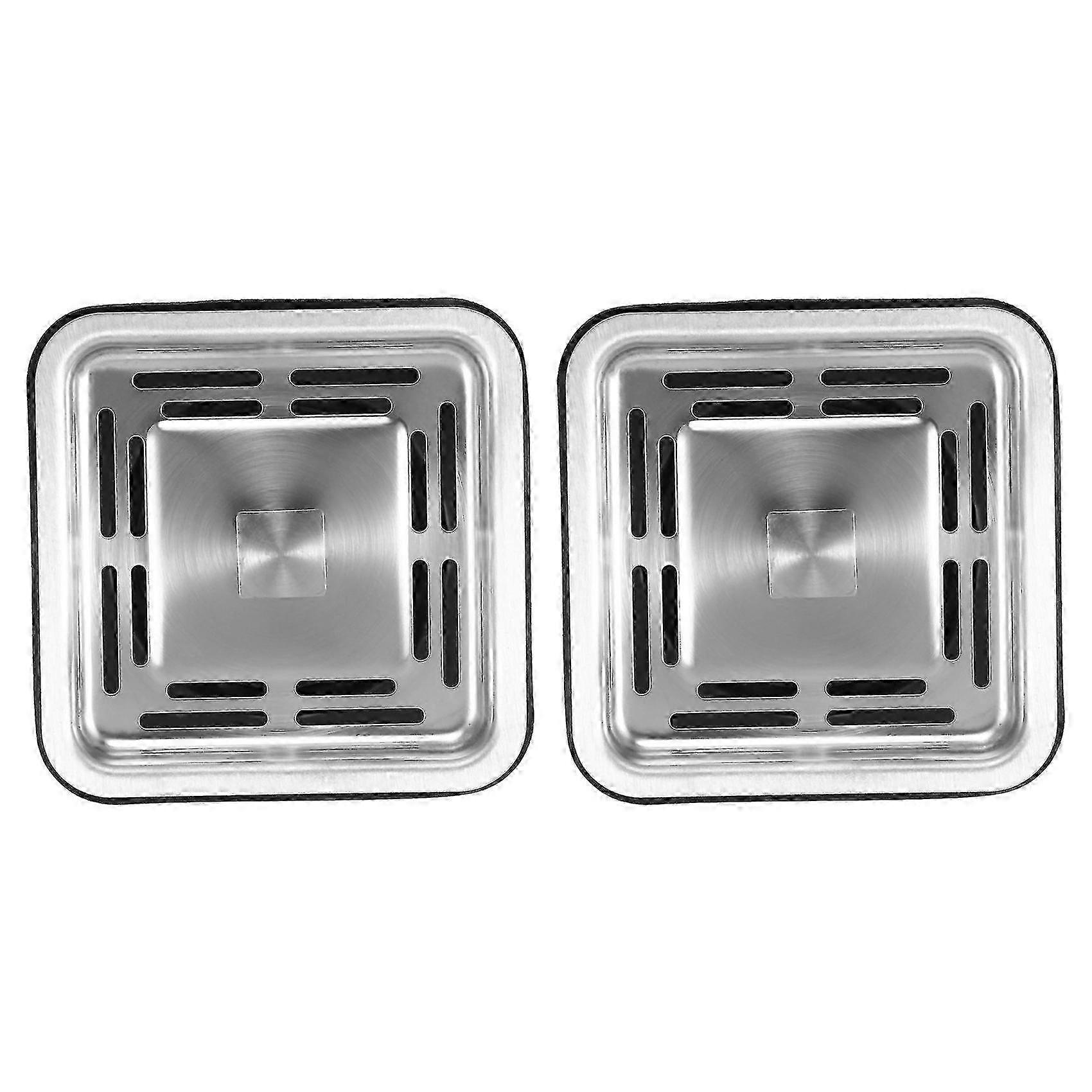 2x Square Kitchen Sink Strainer Plug Drain Mesh Stopper Basket Waste Plug