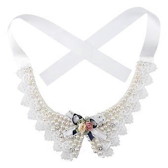 Adjustable Bow Tie Pet Dog Neck Collar Beautiful Pearl Flower Necklace