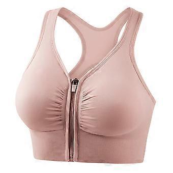 Open Back Sports Bra for Women Front Fastening Workout Top with Gathered Bust Shape for Gym Running and Fitness  Pink XL