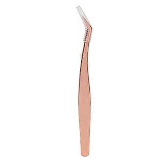 Ergonomic Rose Gold Stainless Steel Eyelash Tweezers for Extensions