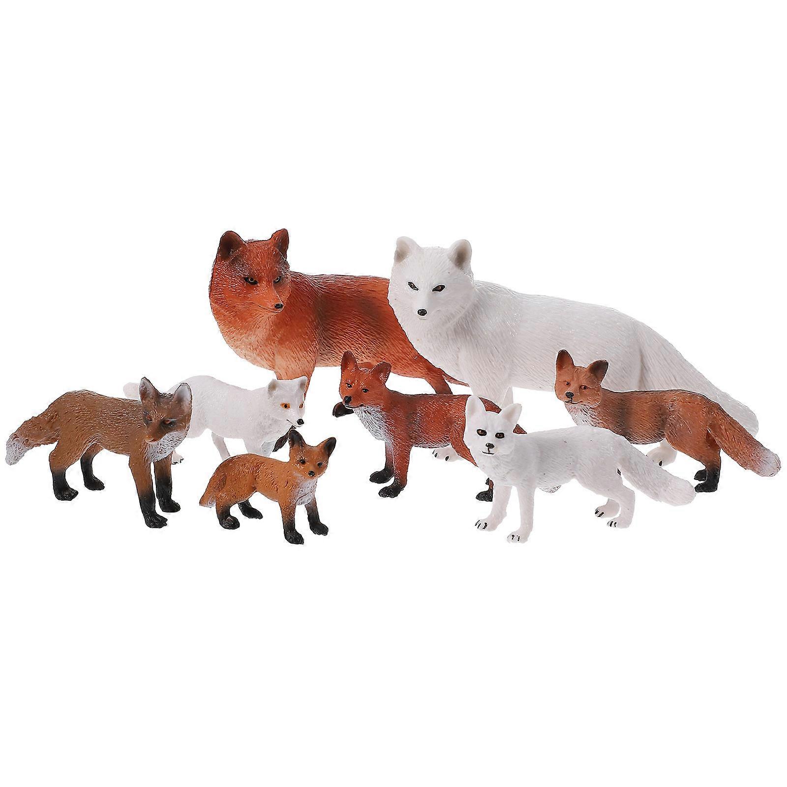 Plastic Fox Model for Decor 8Pcs Imitated Animal Model Simulation Toy