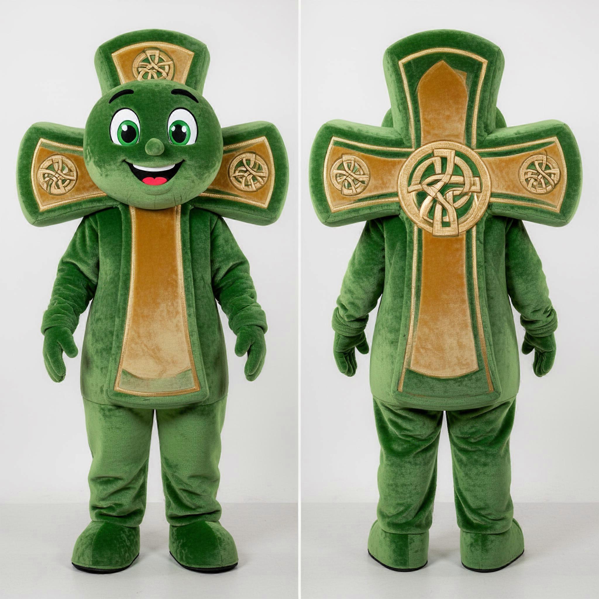 MASTICOT Emerald Green Broad Shouldered Celtic Cross Mascot