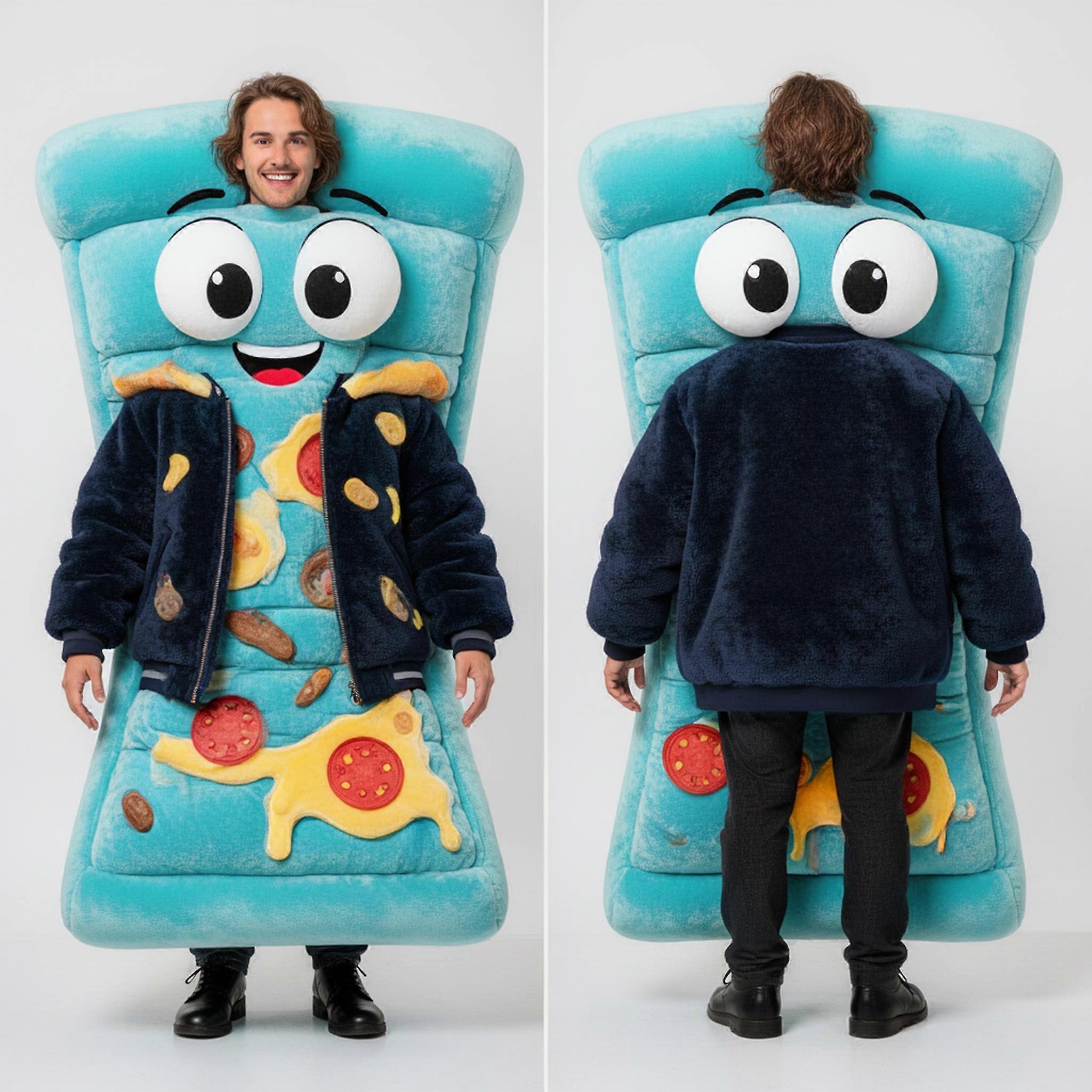 MASTICOT Cyan Plush Slice Pizza Mascot