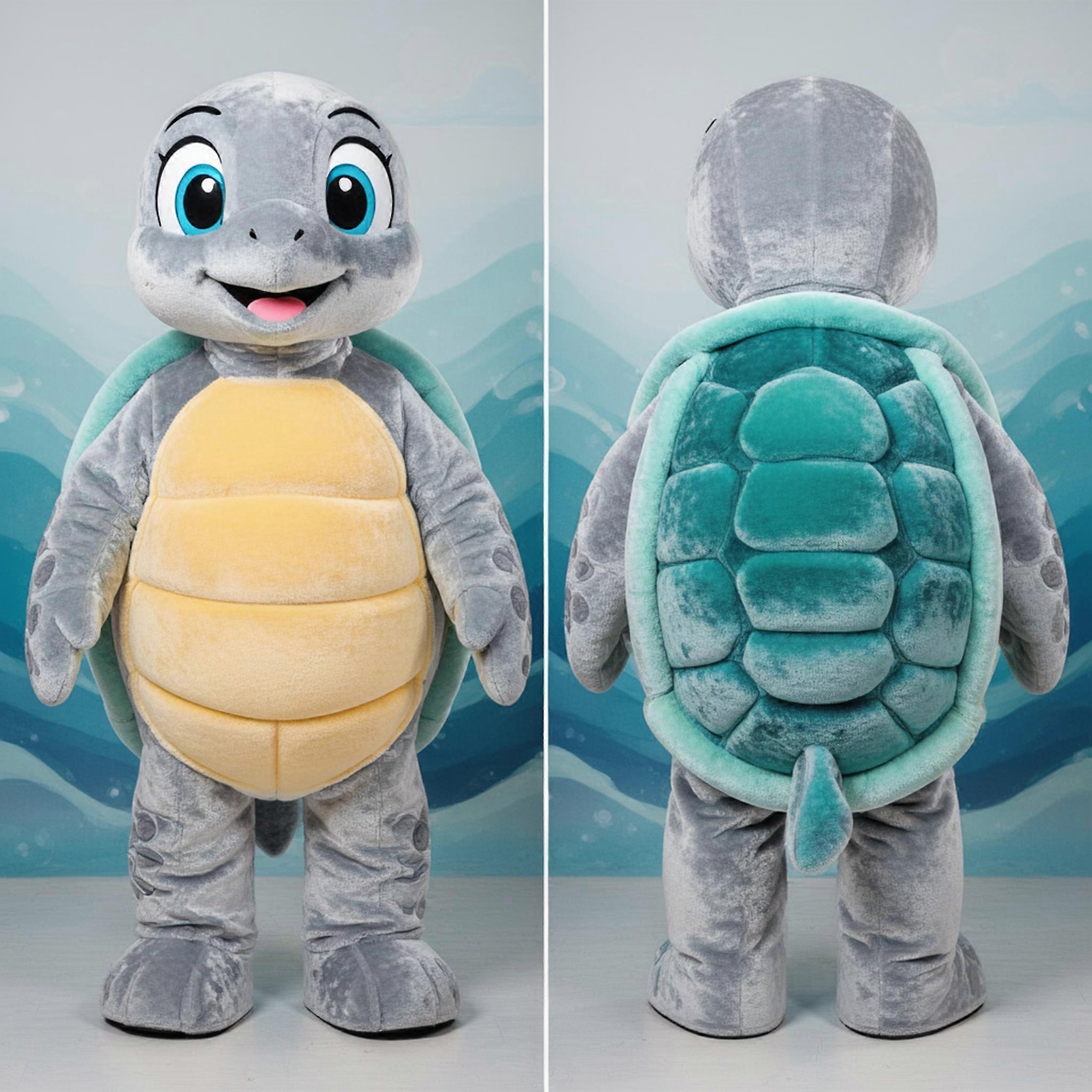 MASTICOT Silver Shimmering Sea Turtle Mascot