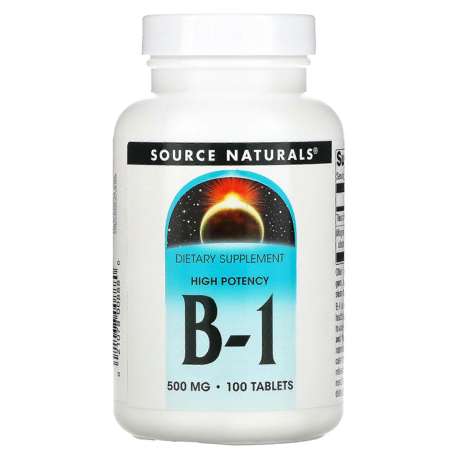 2 x Source Naturals, High Potency B-1, 100 Tablets