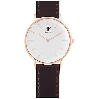 Faber Zeit Quarz Analog Man Uhr mit F708RG Kuhfell Armband