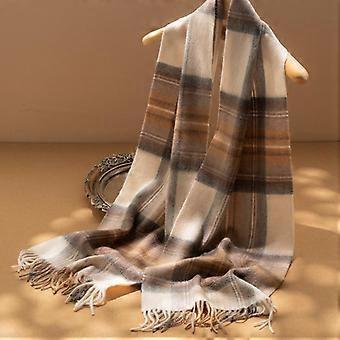 Unisex Fashionable 100% Pure Cashmere Plaid Scarf: Warm Knitted Shawl for Autumn/Winter