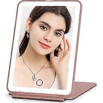 Travel Makeup Mirror with 72 LED Lights Rechargeable Dimmable Touch Screen Foldable 3 Colour