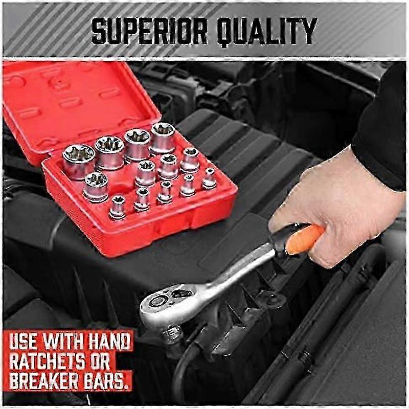 14Piece E-TORX Socket Set Premium Female Torx Socket Set, Star Socket Set, Torque Socket Set, Extern