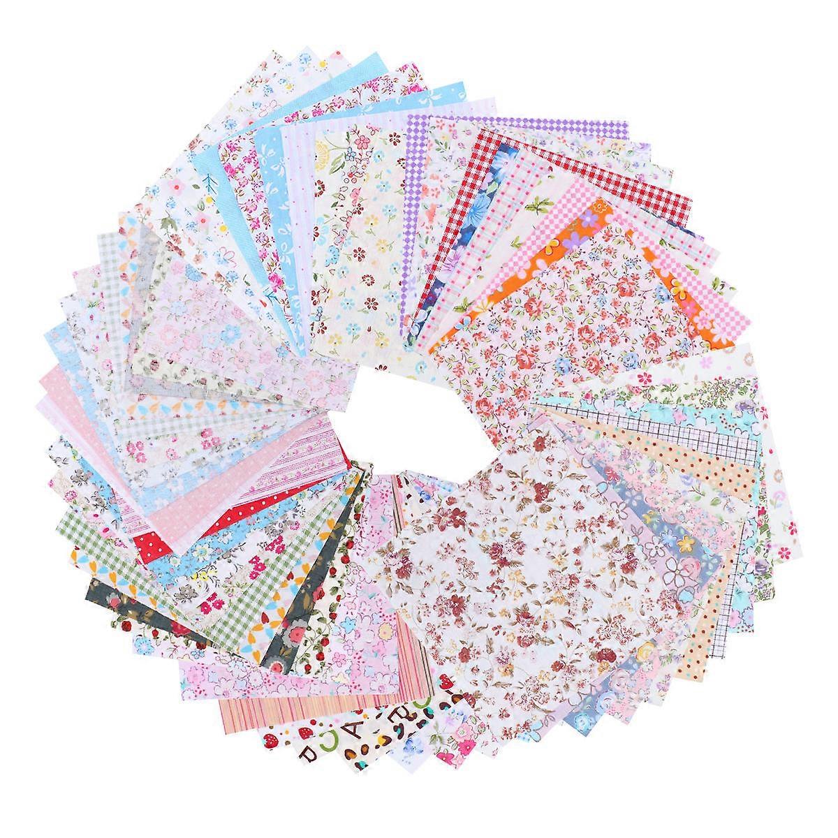 Cotton Cloth Material for DIY Patchwork 50Pcs Assorted Colors Included