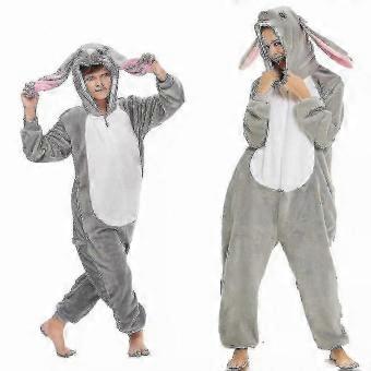 Flannel Big Ear Rabbit Kigurumi Onesie Pyjama, Unisex Animal Pattern Blanket Sleeper for Adult and Children, Fits True to Size
