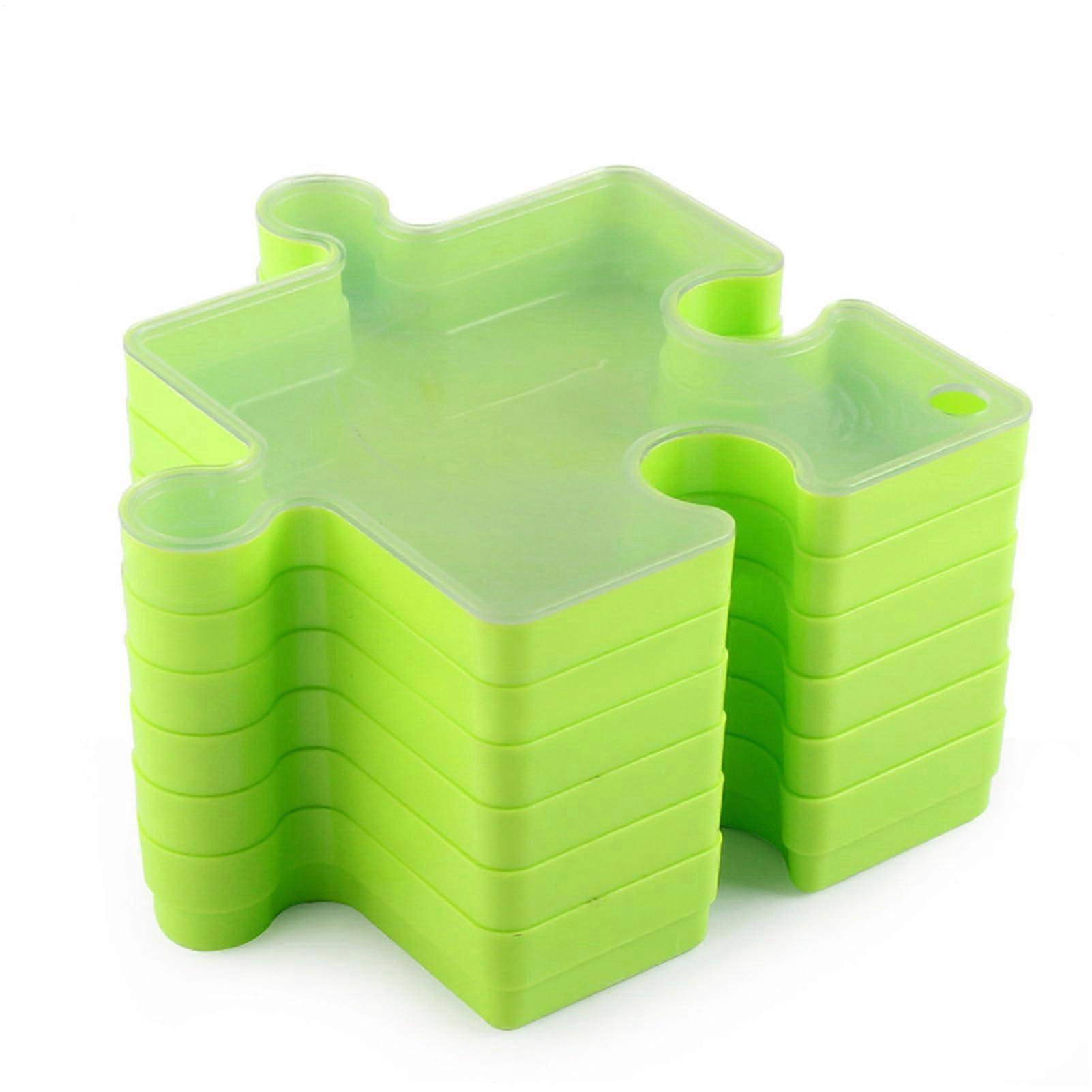 Green Puzzle Sorting Trays with Stackable Linkable Interlocking Durable Jigsaw Storage