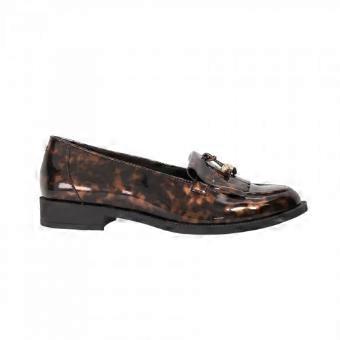 Dune London Damen/Mädchen Schuhe, Modell Globetrot, in Schildpattoptik, mit Fransen, flache Loafer.