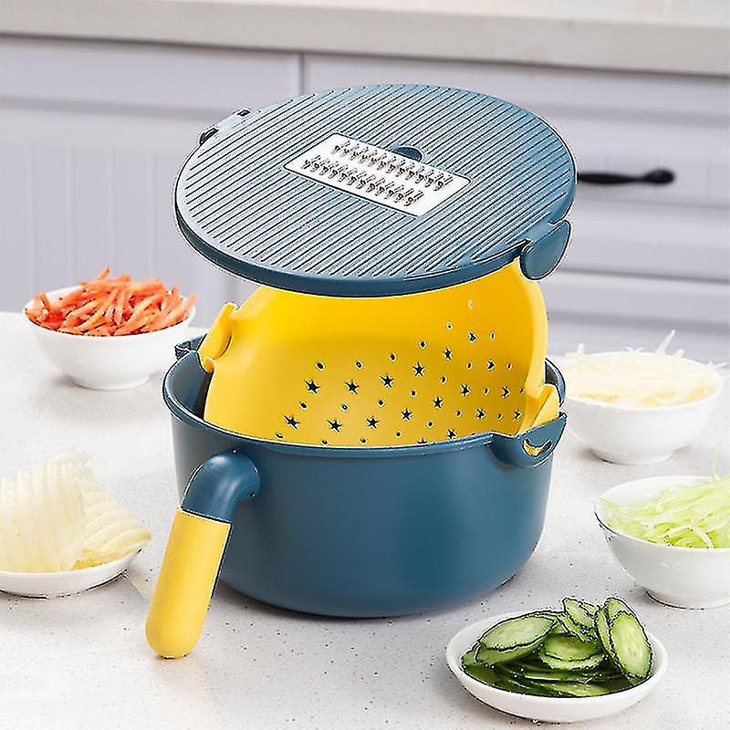 Multi Manual Slicer Rotate Vegetable Cutter With Drain Basket Multi-function Kitchen Veggie Shredder Grater Slicer Peeler