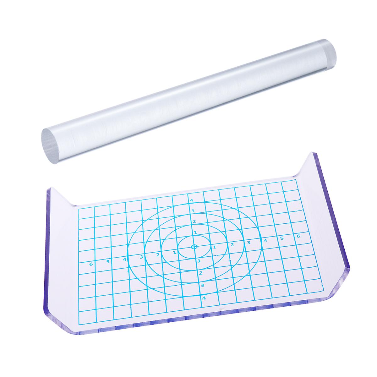2pcs Acrylic Clay Roller Acrylic Sheet Board with Grid Essential Modelling Clay Tools