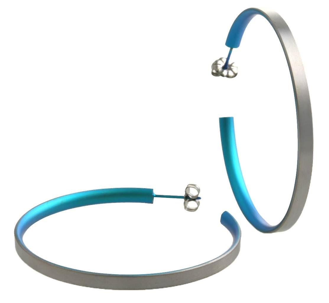 Ti2 Titanium Large Hoop Earrings - Kingfisher Blue