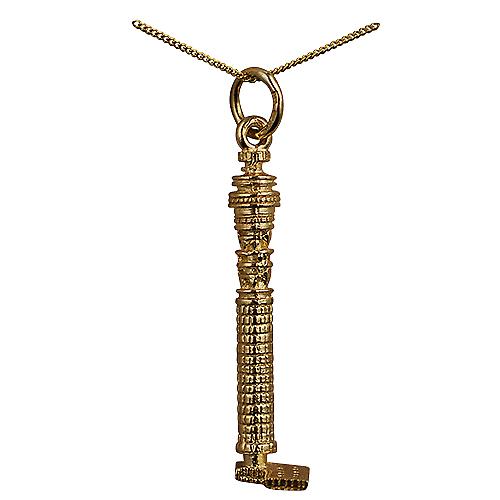 9ct Gold 7x29mm solid GPO Tower Pendant with a curb Chain 20 inches