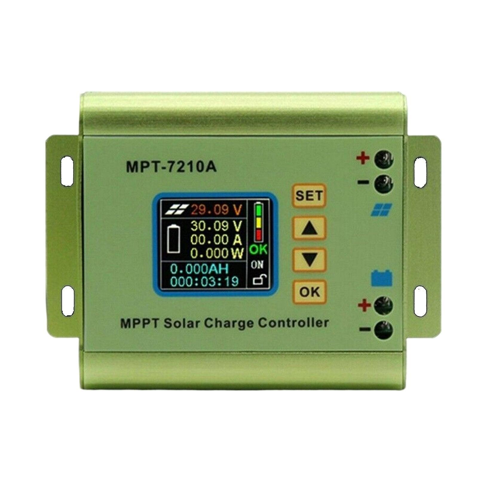 20-600W Mpt-7210a Lcd Mppt Solar Regulator Charge Controller 24v/36v/48v/60v/72v Boost Aluminum Alloy Green 0-10a Adjustable