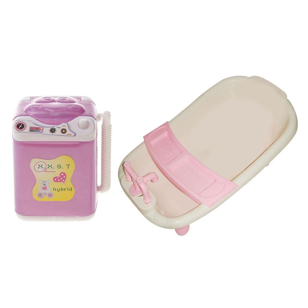 Plastic Washing Machine Bathtub Set for Dolls House Accessory