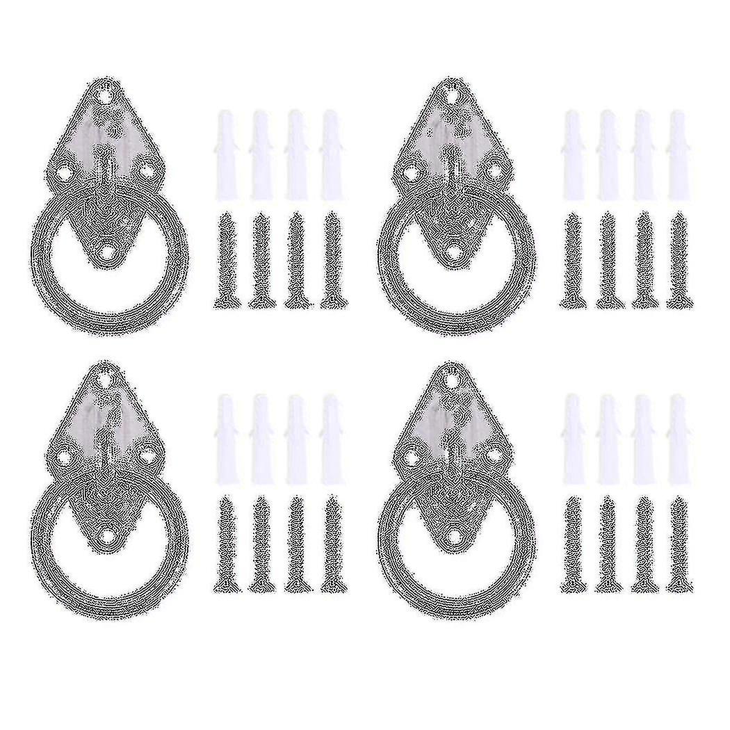 4x 80mmx50mm Mounting Hook For Wall Or Ceiling With Round Ring Stainless Steel - Bracket / Attachme
