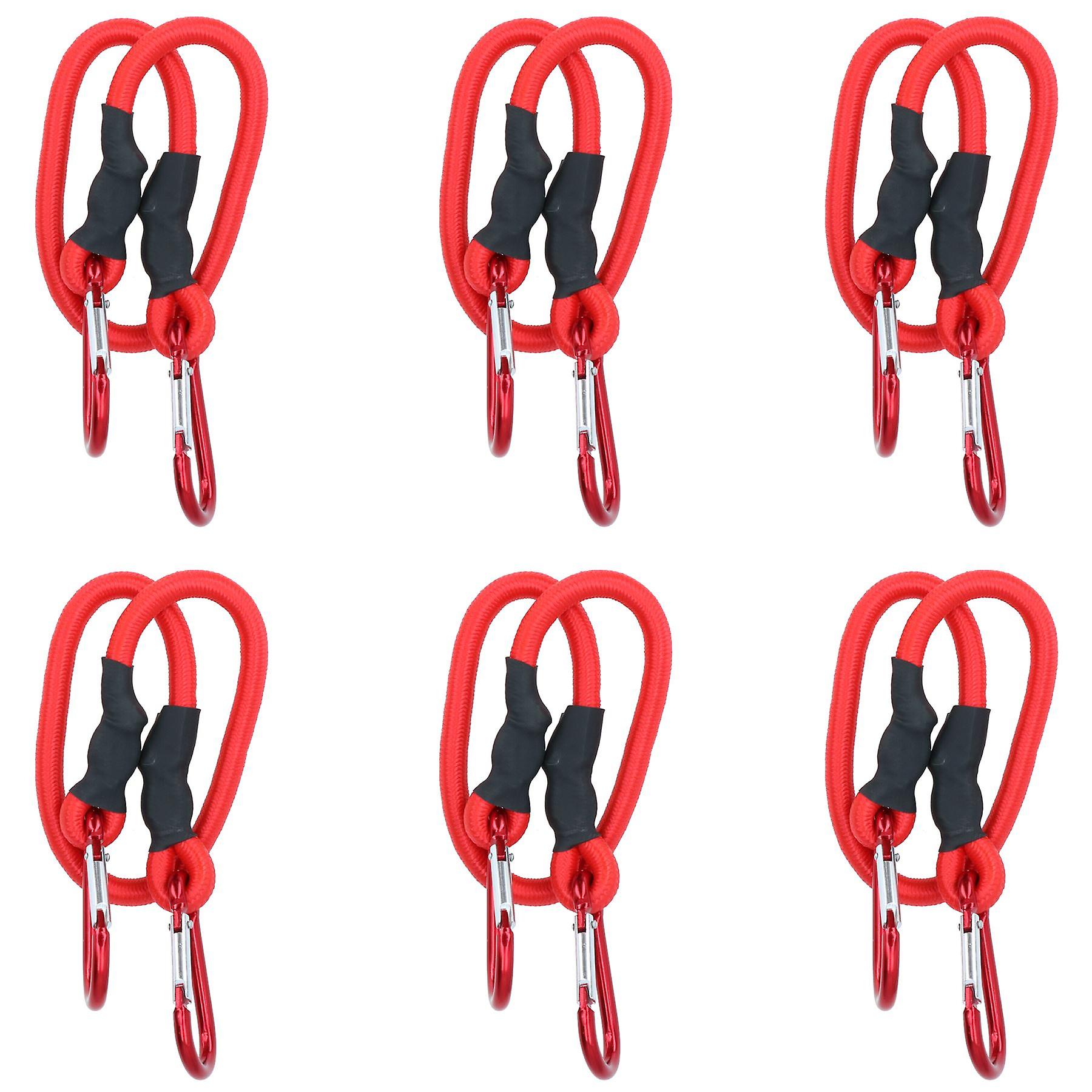 24” 60cm Bungee Rope with Carabiner Clips Cords Elastic Tie Down Fasteners 6pc