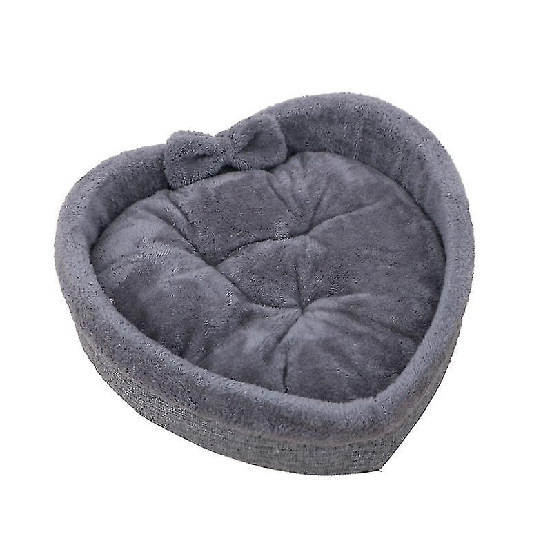 Cat Bed - Heart Pet Bed For Cats Or Small Dogs, Ultra Soft Short Plush, Anti-slip Bottom Grey
