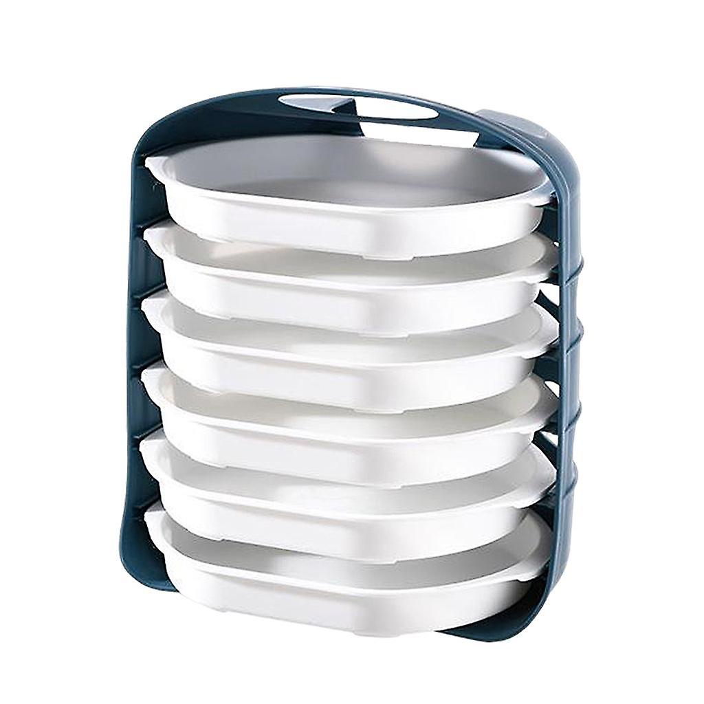 Superposable Removable Tableware Storage Tray for Kitchen Organizer Shelf blue white 6 layers