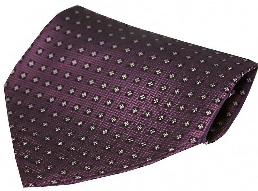 David Van Hagen Neat Small Flowers Design Silk Handkerchief - Purple