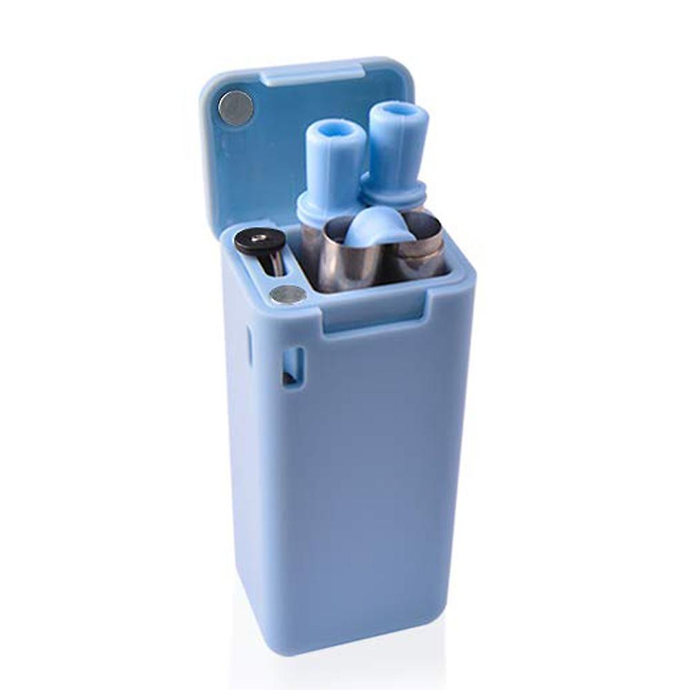 Faltbarer Trinkhalm zusammenklappbare wiederverwendbare Strohhalme mit Aufbewahrungsbox Reise im Freien Haushalt Haus K Blau