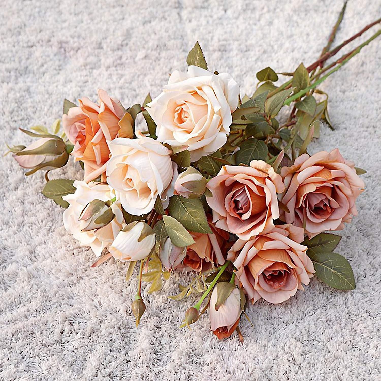 1Pc Artificial Flower DIY Home Decor Portable Single Branch Simulation Rose for Wedding