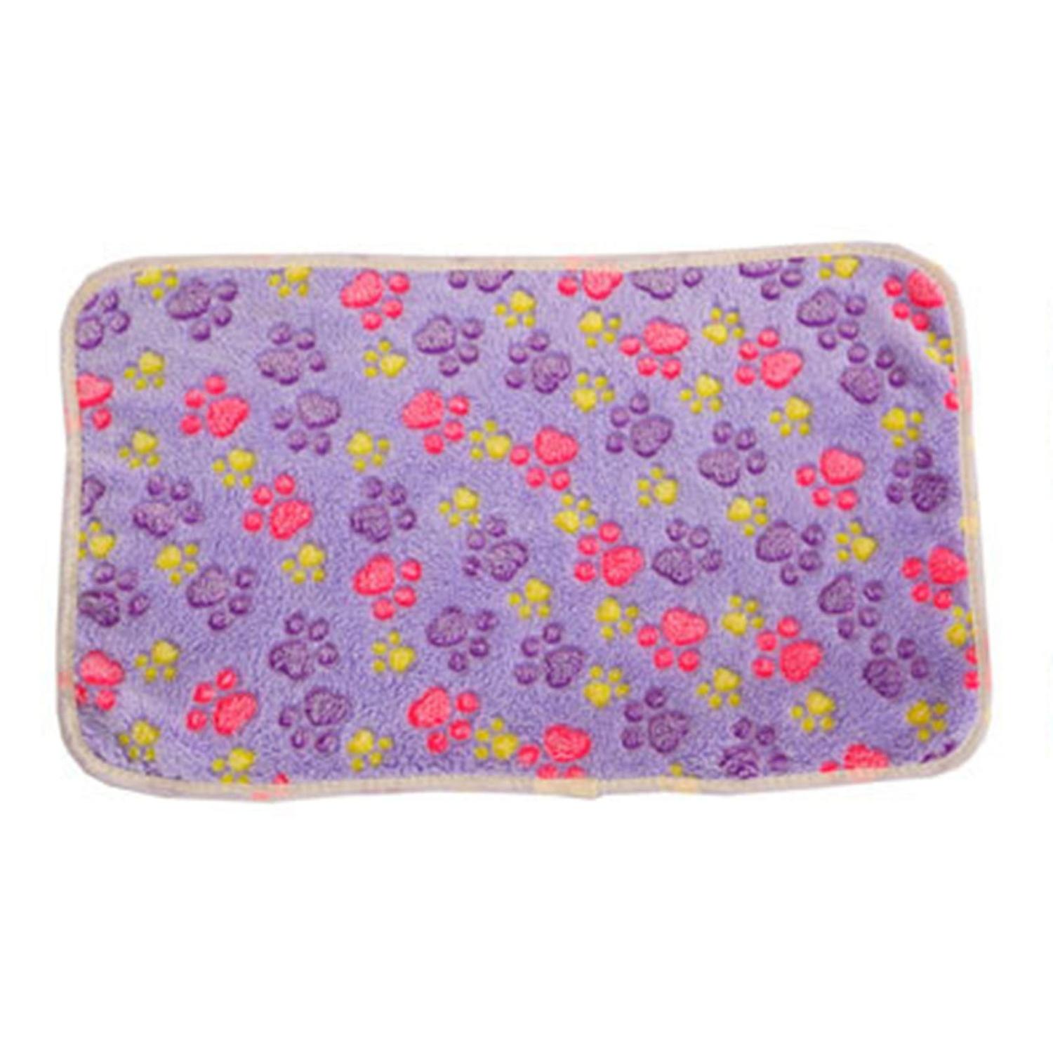 ZHOUBA Pet Blanket Soft Comfortable Portable Fleece Paw Bone Printed Cat Dog Bed Cushion for Home