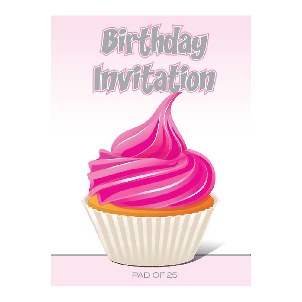 Ozcorp A5 18th Pink Cupcake invitation Pad Eye Catching Colorful Quality Paper