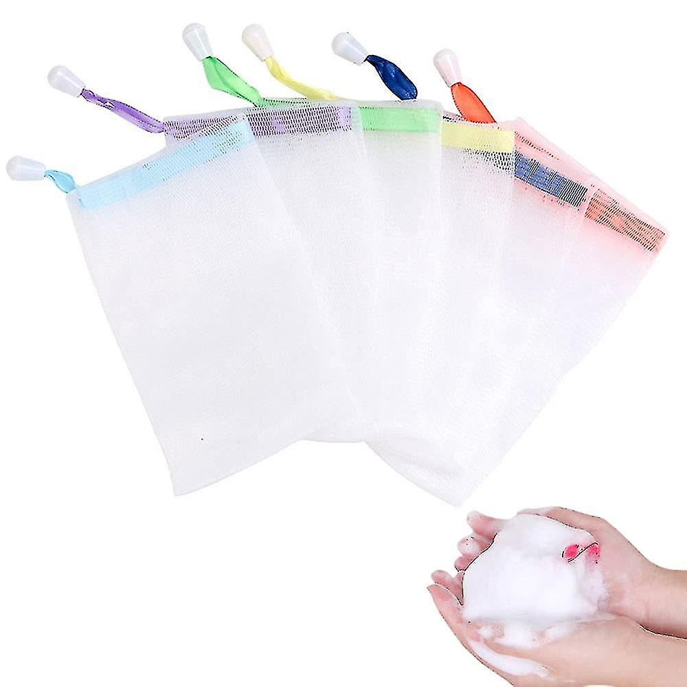 20 Pieces Soap Saver Bag With Drawstring Bubble Foaming Net Double-layer Soap Mesh Bagrandom Colour