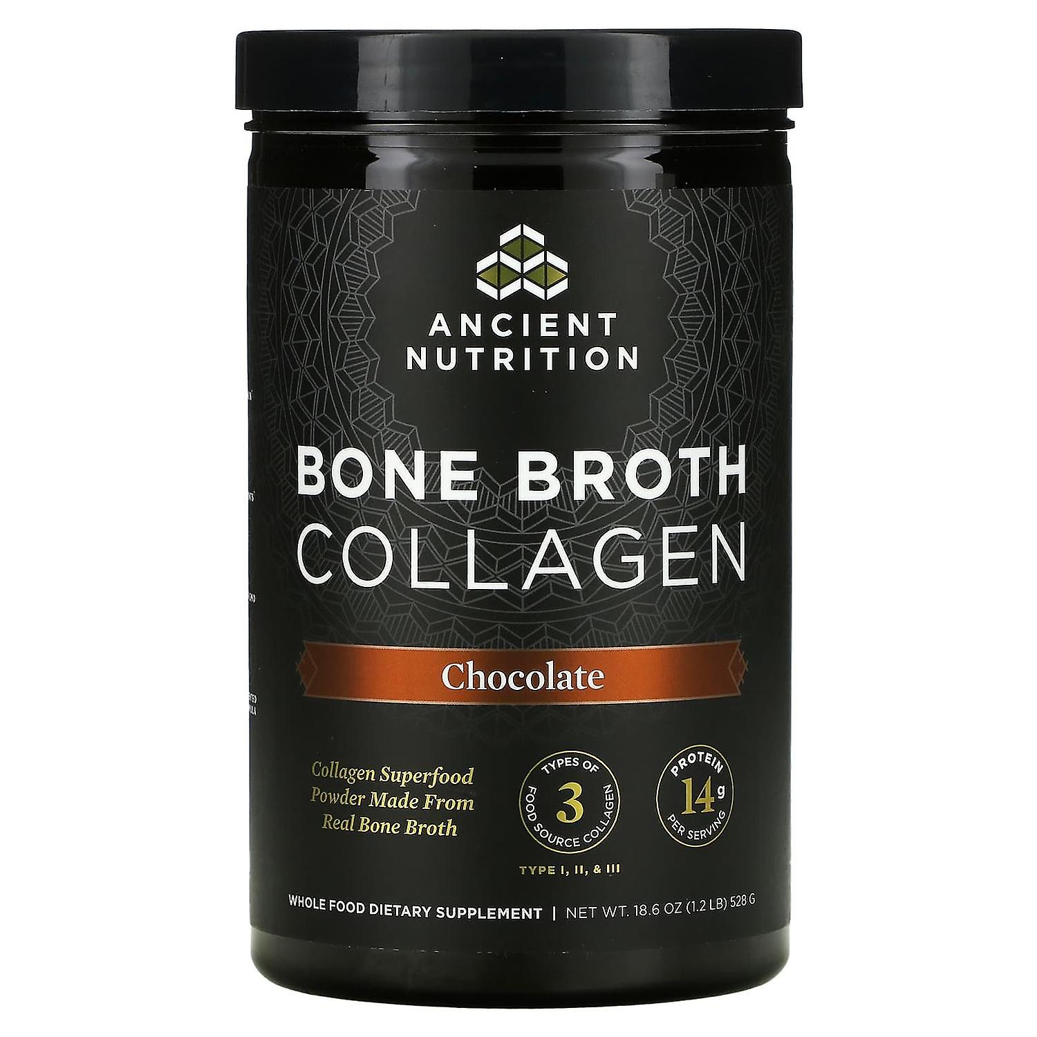 Dr. Axe / Ancient Nutrition, Bone Broth Collagen, Chocolate, 1.2 lb (528 g)