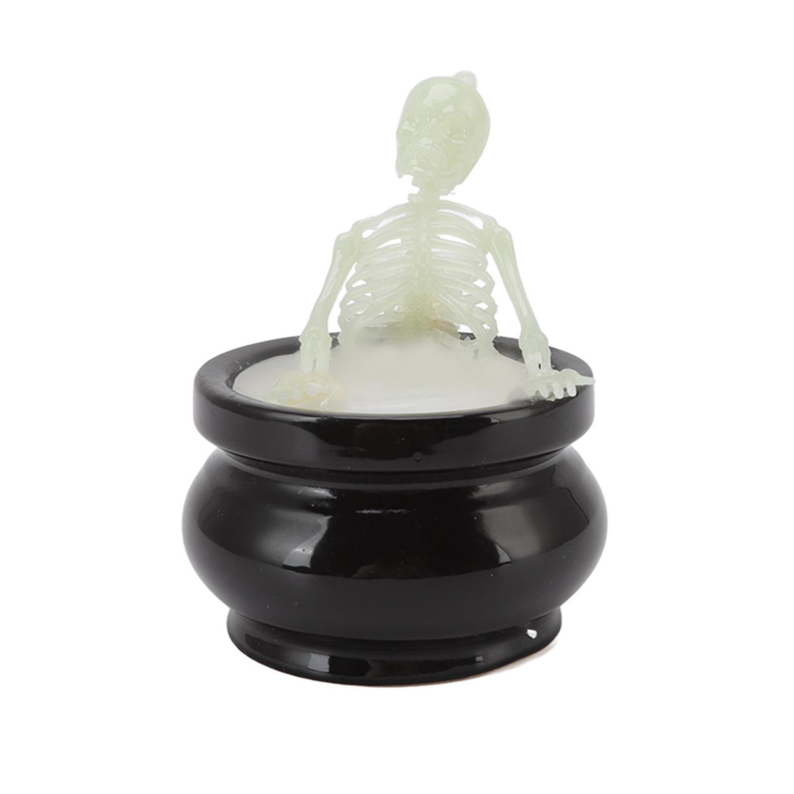 Gothic Ceramic Skeleton Candle - Spooky Home Decor & Halloween Gift