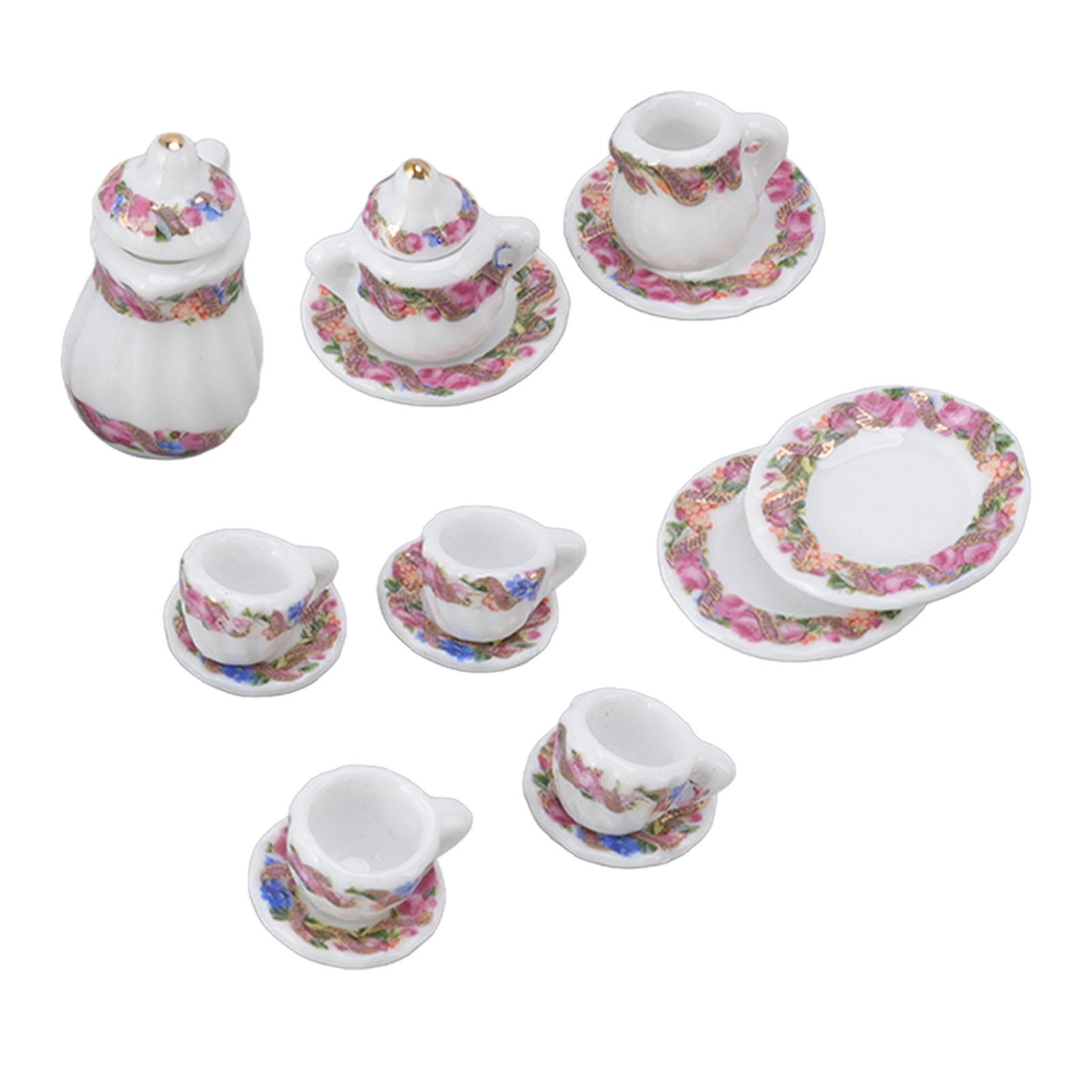 Dollhouse Tea Set, Miniature Model Props