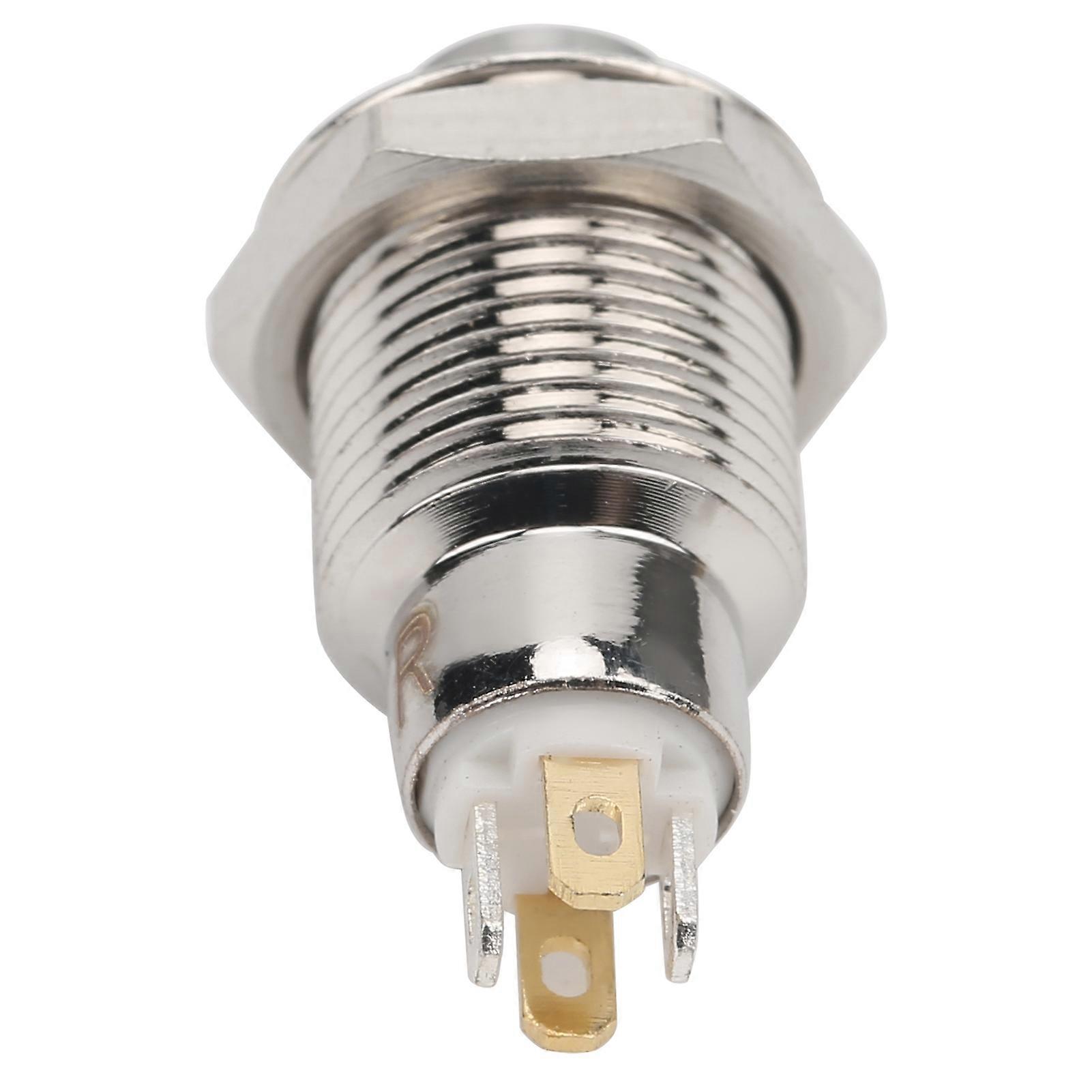 10mm 3V White Metal Button Switch, Reset Type, Waterproof with Light for Low Current Doorbells