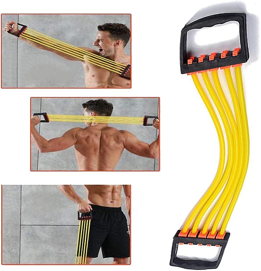 Espansore Toracico A Molla Con 5 Tubi - Espansore Per Braccia E Pettorali, Regolabile, In Gomma - Foto 3