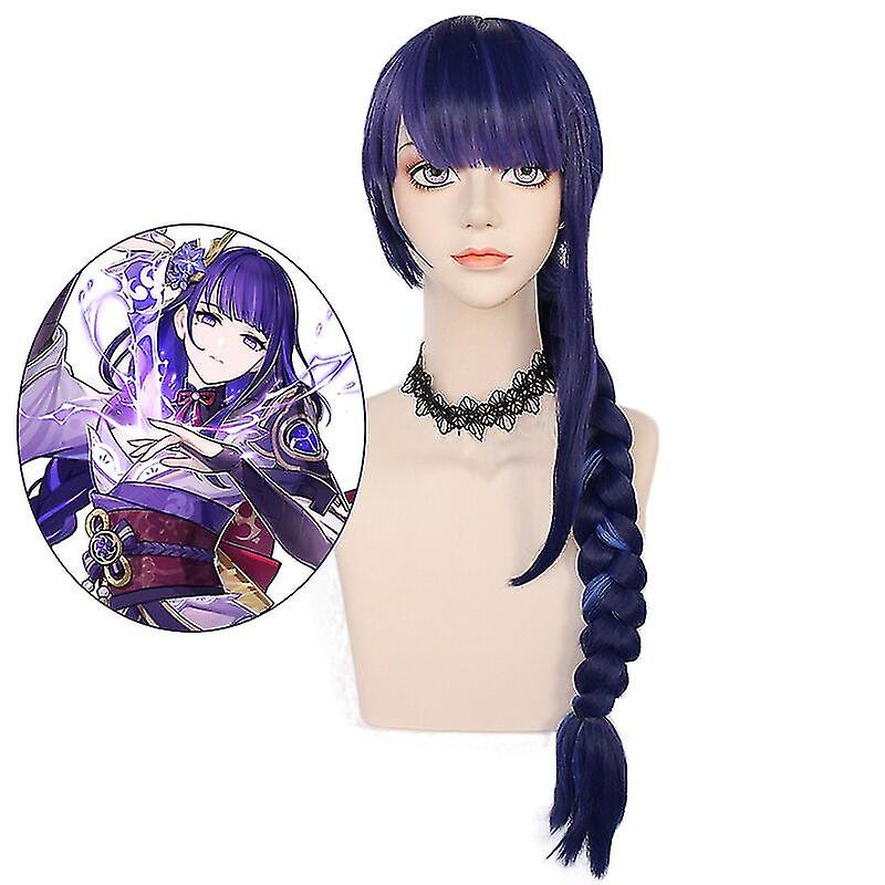 Genshin Impact Raiden Shogun Baal Uzun Örgü Wig Cosplay Kostümü